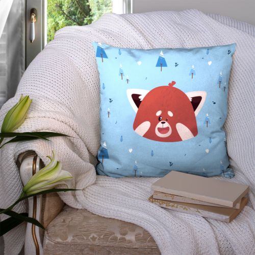 Coupon 45x45 cm motif panda roux bleu recto