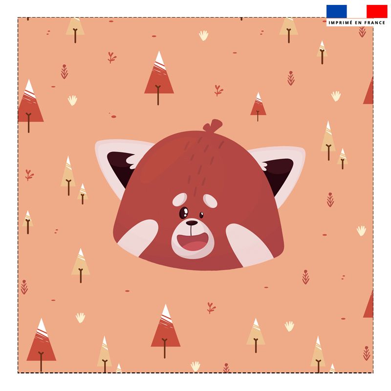 Coupon 45x45 cm motif panda roux orange recto
