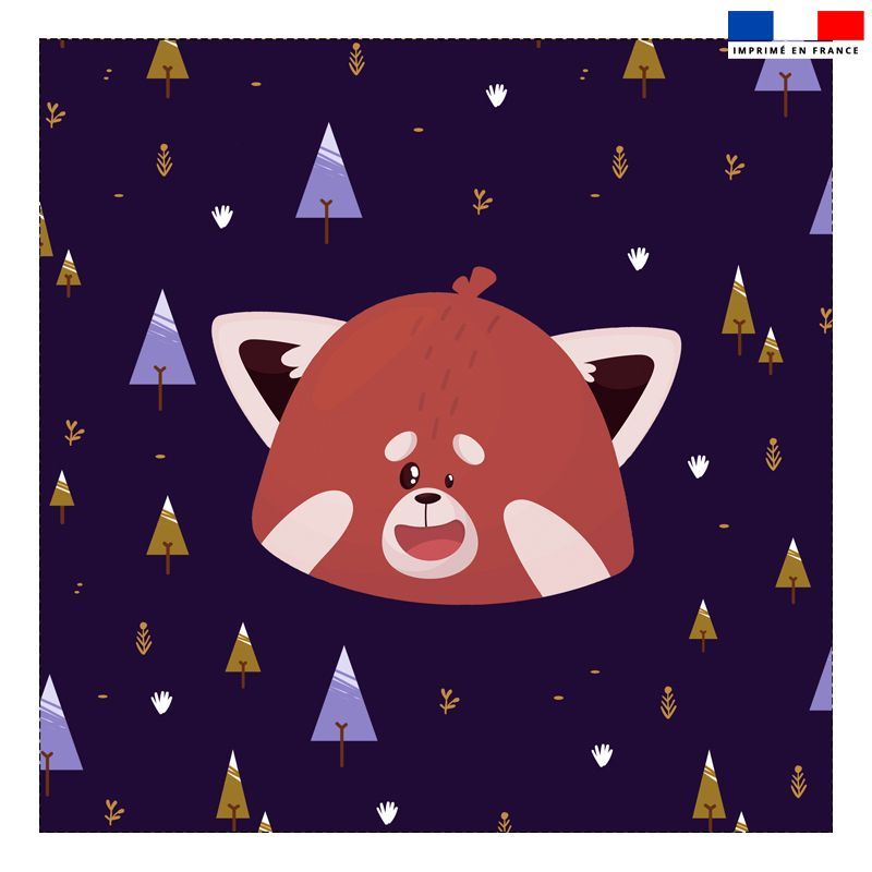 Coupon 45x45 cm motif panda roux aubergine recto