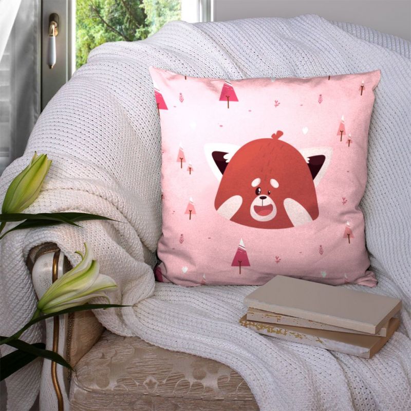 Coupon 45x45 cm motif panda roux rose recto