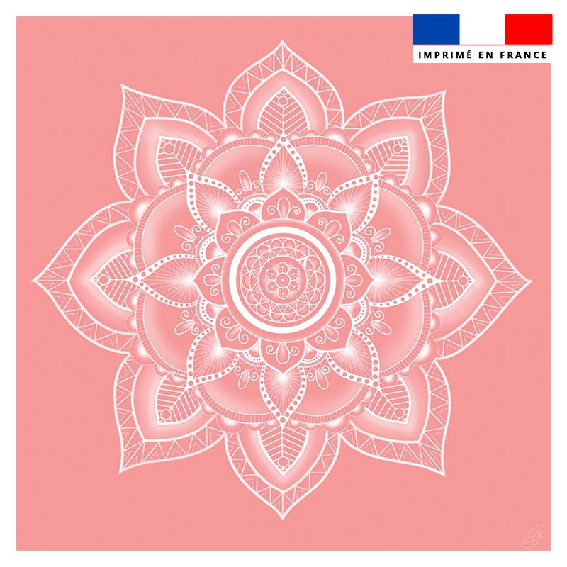 Coupon 45x45 cm motif mandala rose pêche - Création Créasan'