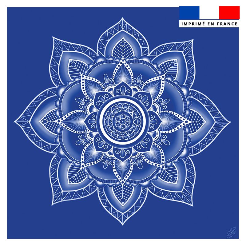 Coupon 45x45 cm motif mandala bleu roi - Création Créasan'