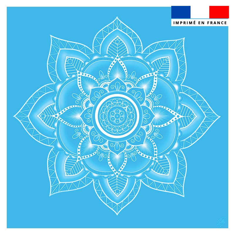 Coupon 45x45 cm motif mandala bleu clair - Création Créasan'