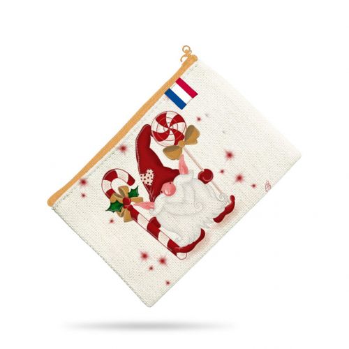 Kit pochette rouge motif lutin de noel - Création Créasan&#039;