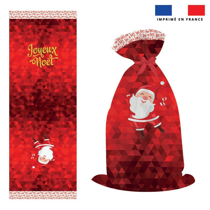 Kit hotte de Noel motif père noel rouge