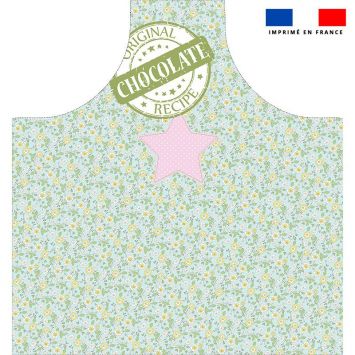 Patron imprimé pour tablier vert pastel motif chocolate liberty - Création Nathalie Gravey