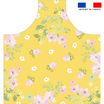 Patron imprimé pour tablier jaune motif fleurs - Création Nathalie Gravey