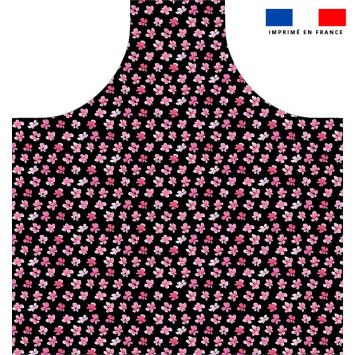 Patron imprimé pour tablier noir motif fleurette - Création Nathalie Gravey