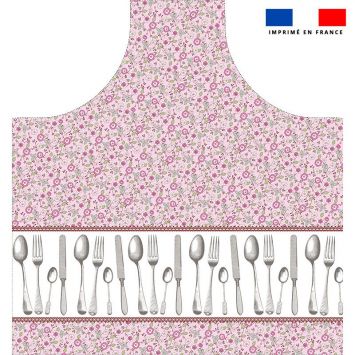 Patron imprimé pour tablier liberty rose motif fourchette - Création Nathalie Gravey