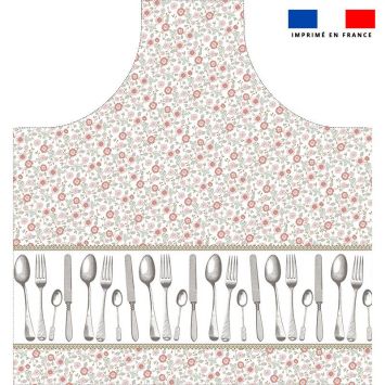 Patron imprimé pour tablier blanc liberty motif fourchette - Création Nathalie Gravey