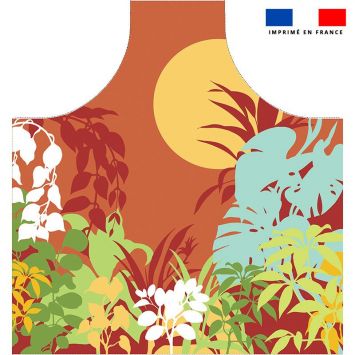 Patron imprimé pour tablier orange motif nature jungle - Création Nathalie Gravey