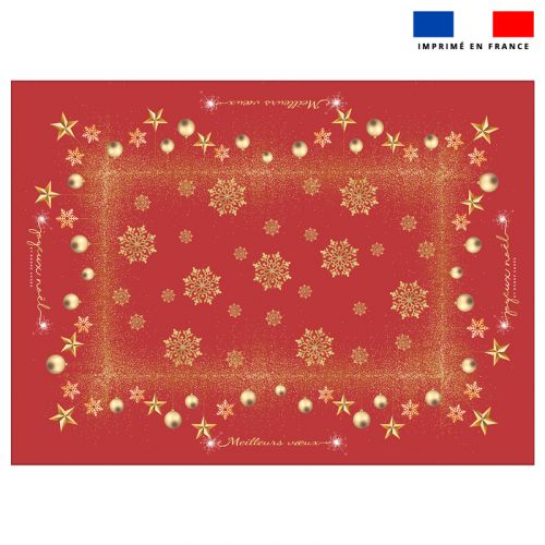 Coupon imprimé nappe de Noel rectangle rouge 147x200 cm motif flocons gold