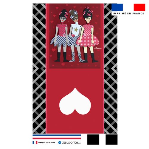 Kit pochette motif poupée rétro rouge à pois - Création Lita Blanc