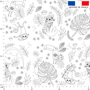 Coton à colorier motif jungle Oeko-tex
