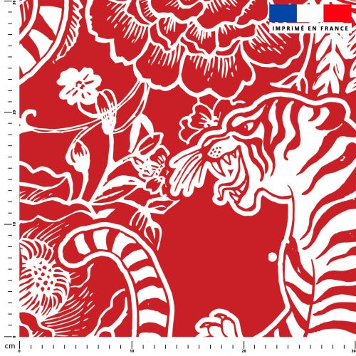 Tigre blanc asiatique - Fond rouge