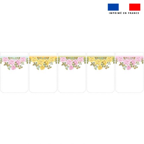 Lot de 5 essuie-mains en éponge motif roses - Création Nathalie Gravey