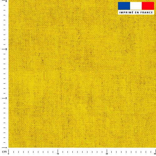 Tissu imperméable motif chiné aspect lin jaune