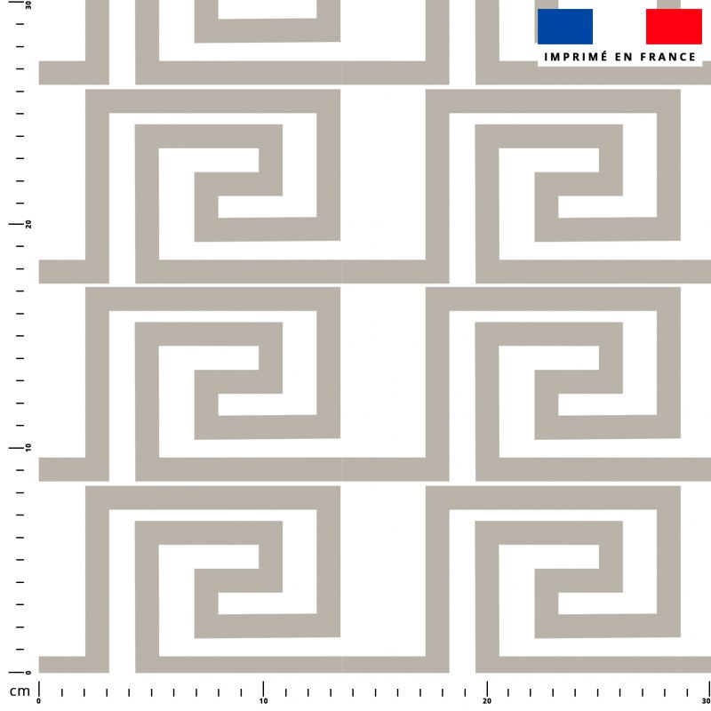 Tissu imperméable motif labyrinthe géométrique grège