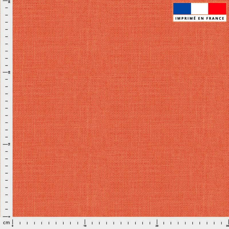 Tissu imperméable motif chiné aspect lin corail