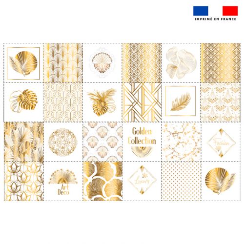 Panneau coton pour lingettes lavables forme carrée motif art déco gold