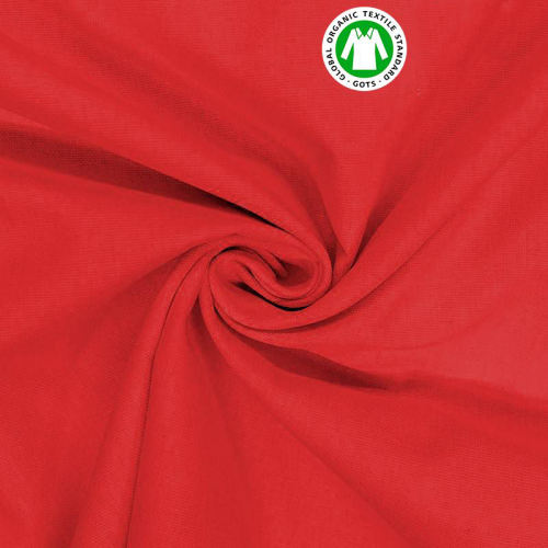 Toile coton rouge oeko-tex grande largeur