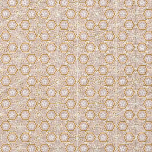 Coton rose dragée motif asanoha doré fleur blanche