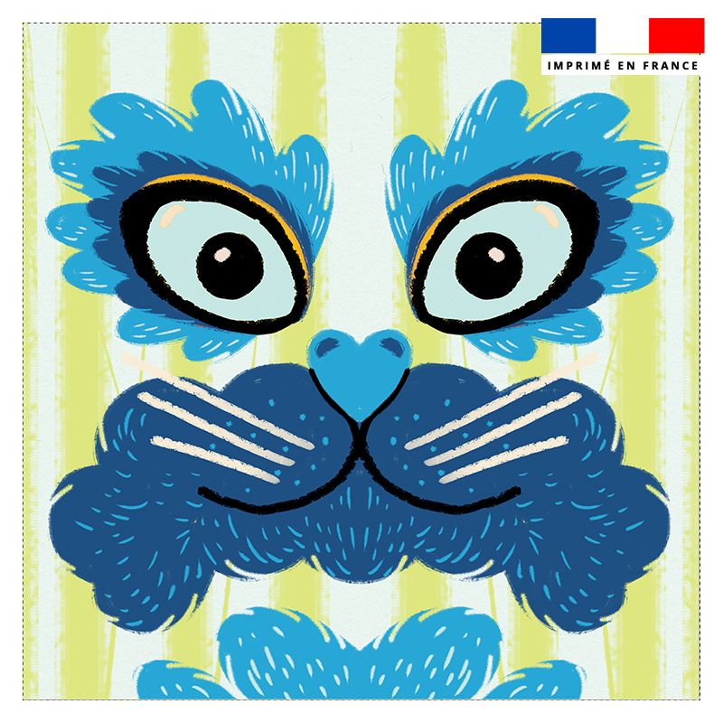 Coupon 45x45 cm motif chat ciel - Création Lou Picault