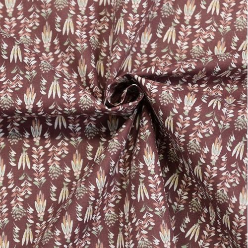 Coton bordeaux motif petites fleurs dezo