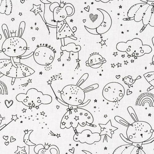 Coton à colorier motif lapine et souris princesses