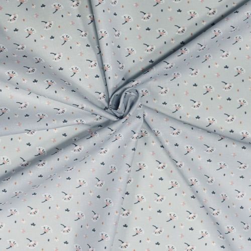 Coton gris souris motif pétale de fleur prile