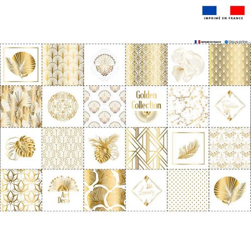 Coupon microfibre pour lingettes lavables motif art déco gold Oeko-tex