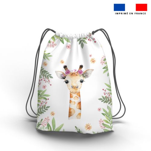 Kit sac à dos coulissant motif girafe aquarelle