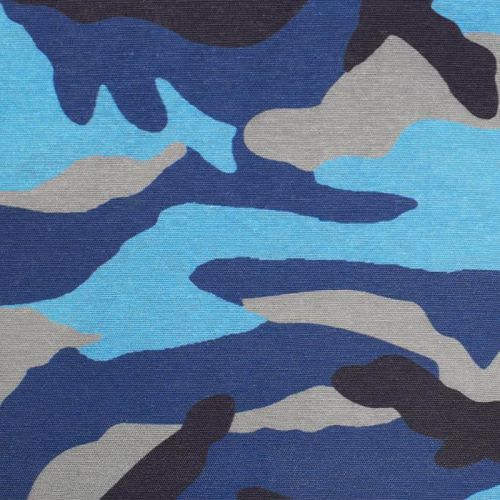 Toile polycoton grande largeur imprimée camouflage bleu