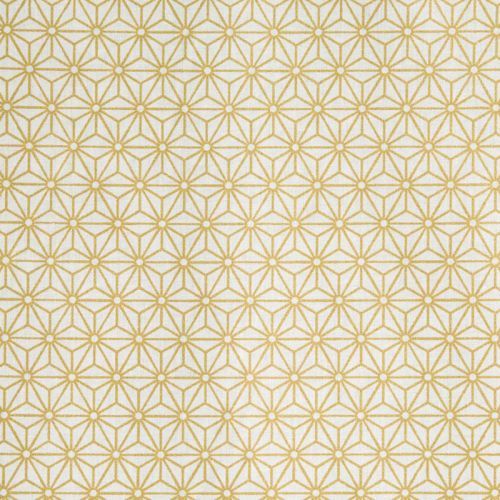 Coton blanc motif asanoha doré