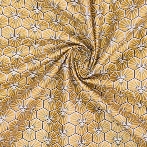 Coton enduit or motif trèfle riad
