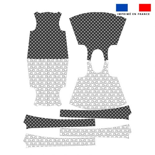 Kit débardeur réversible 2en1 motif géométrique noir et blanc