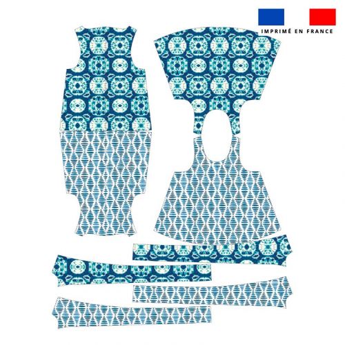 Kit débardeur réversible 2en1 motif tie and dye bleu