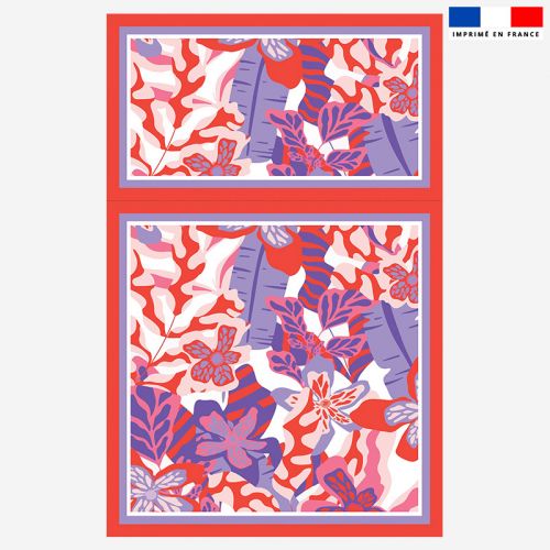 Lot de 2 foulards imprimés fleur rouge et violette