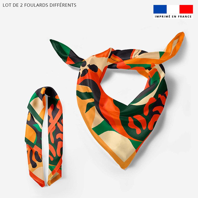 Lot de 2 foulards imprimés léopard jungle