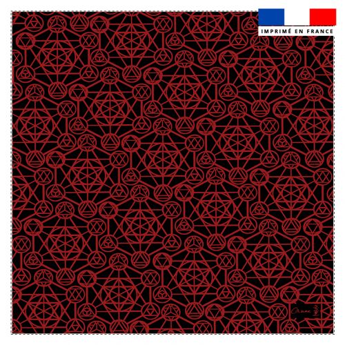 Coupon 45x45 cm motif metatron rouge et noir - Création Anne