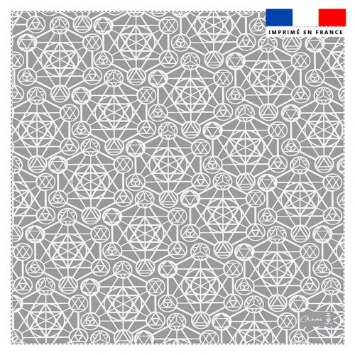 Coupon 45x45 cm motif metatron gris et blanc - Création Anne