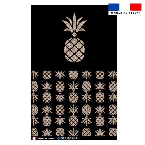Kit pochette simili cuir noir motif ananas effet rotin