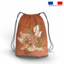 Kit sac à dos coulissant + porte-monnaie cuivre motif LOVE