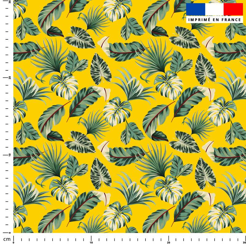 Feuille de palmier verte - Fond jaune