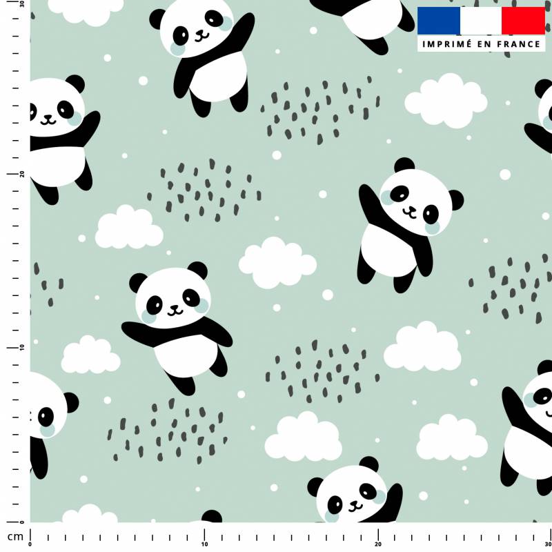 Panda et nuage - Fond vert