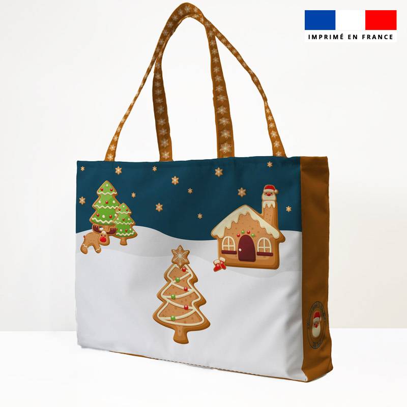 Kit couture sac cabas motif pain d'épices de Noel