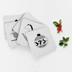 Panneau coton pour lingettes lavables forme carrée motif hiver argent