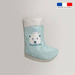 Kit chaussette de noel bleu motif ours polaire