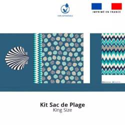 Kit sac de plage imperméable motif coquillage - King size