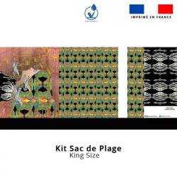 Kit sac de plage imperméable motif diva et oiseaux - King size - Création Lita Blanc